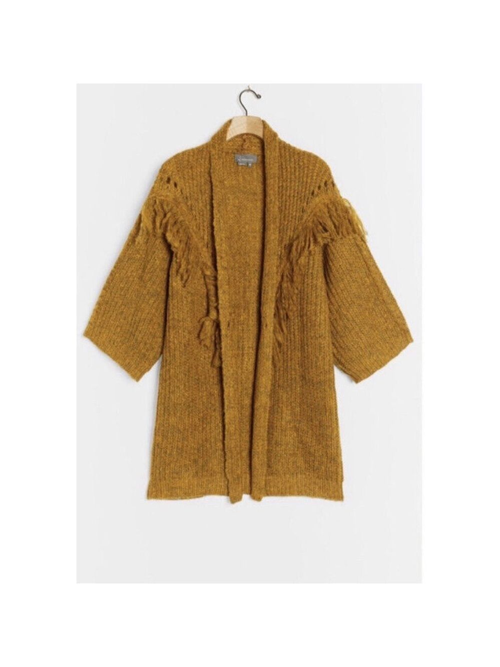 Anthropologie Stevie Fringed Knit Kimono Marled One Size Sweater Cardigan